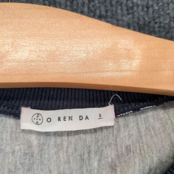 Orenda Women's Pullover Crop Sweater White Red Striped Small Crew Neck - Picture 9 of 13